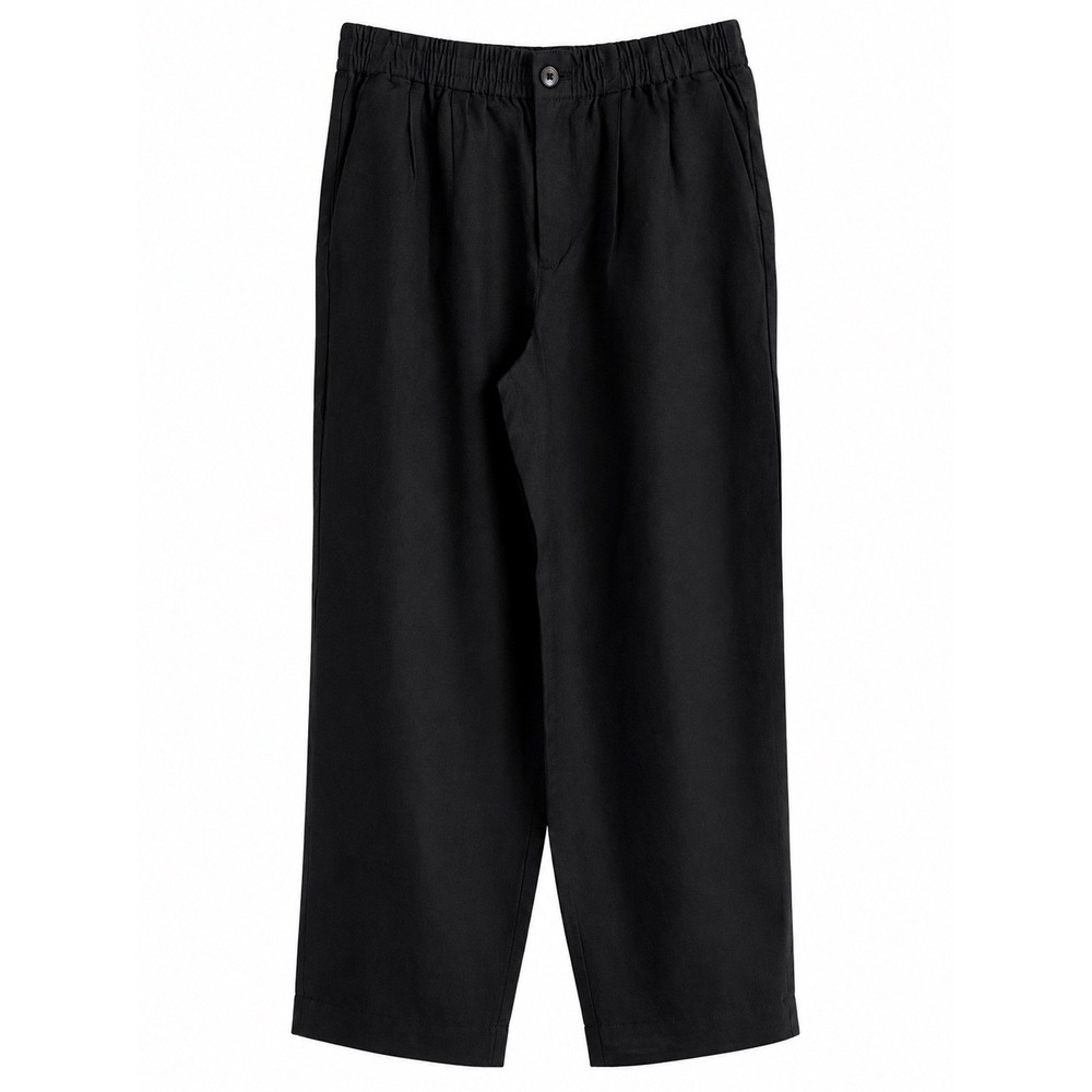 Madewell Linen Black Straight Leg Pants Sz Small NWT Elastic Waist MSRP $68